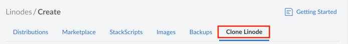 Screenshot of the Clone Linode tab.